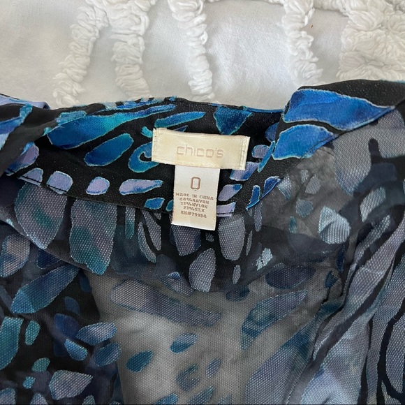 ⭐️SOLD⭐️ Chico’s Blue Crushed Velvet Silk Blend Open Front Lightweight Cardigan - Picture 4 of 4